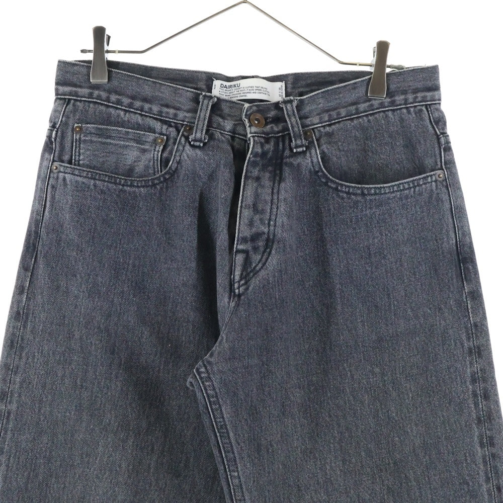 DAIRIKU(ダイリク) 19SS ロゴパッチ付き ボタンフライ ストレートデニムパンツ ブラック