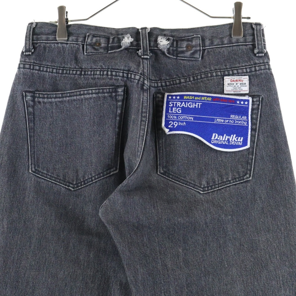 DAIRIKU(ダイリク) 19SS ロゴパッチ付き ボタンフライ ストレートデニムパンツ ブラック