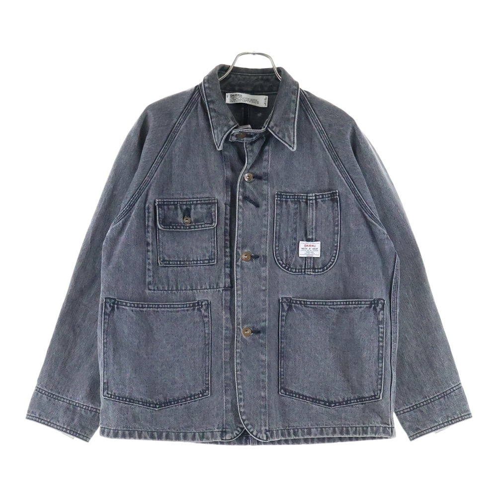 DAIRIKU(ダイリク) 19SS VINTAGE COVER ALL ヴィンテージカバーオール フロントボタン デニムカバーオール ブラック