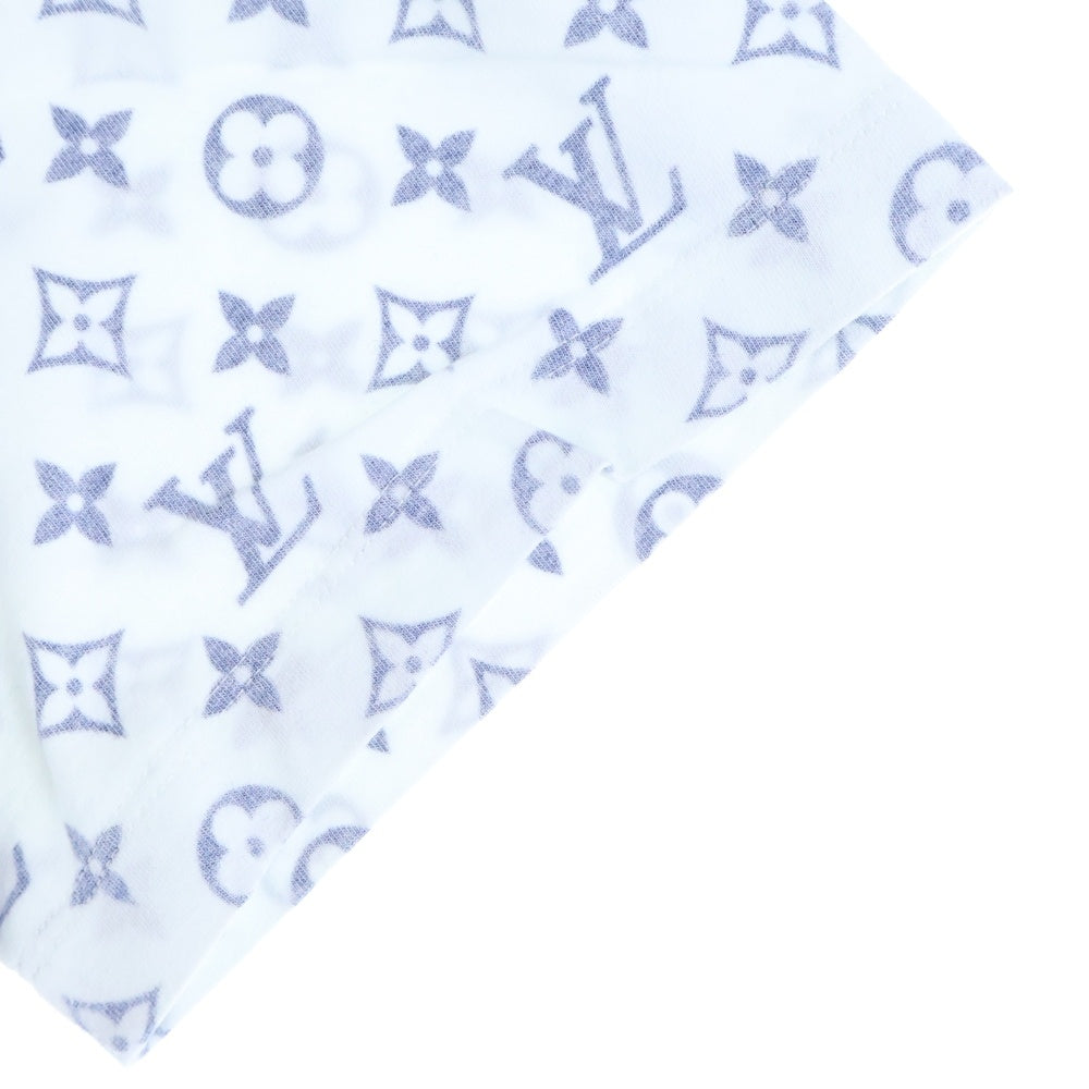 LOUIS VUITTON(ルイヴィトン) 20SS エスカルプリント モノグラム総柄 フロントネックチェーン クルーネック 半袖Tシャツ カットソー ホワイト/ネイビー RW202W UYZ FJTS01