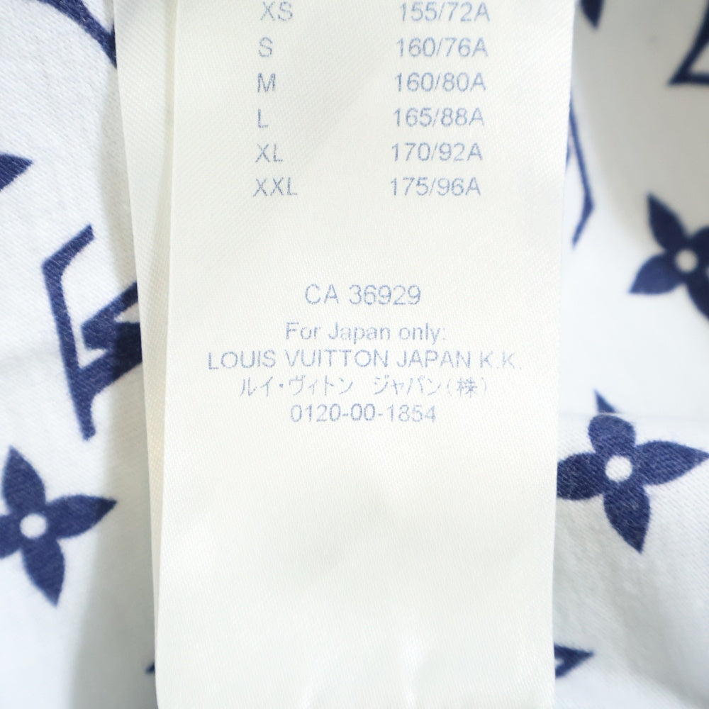 LOUIS VUITTON(ルイヴィトン) 20SS エスカルプリント モノグラム総柄 フロントネックチェーン クルーネック 半袖Tシャツ カットソー ホワイト/ネイビー RW202W UYZ FJTS01