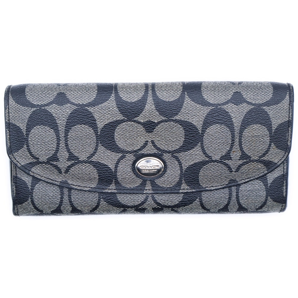COACH(コーチ) シグネチャーロゴ キャンバス 長財布 ロングウォレット グレー/ブラック