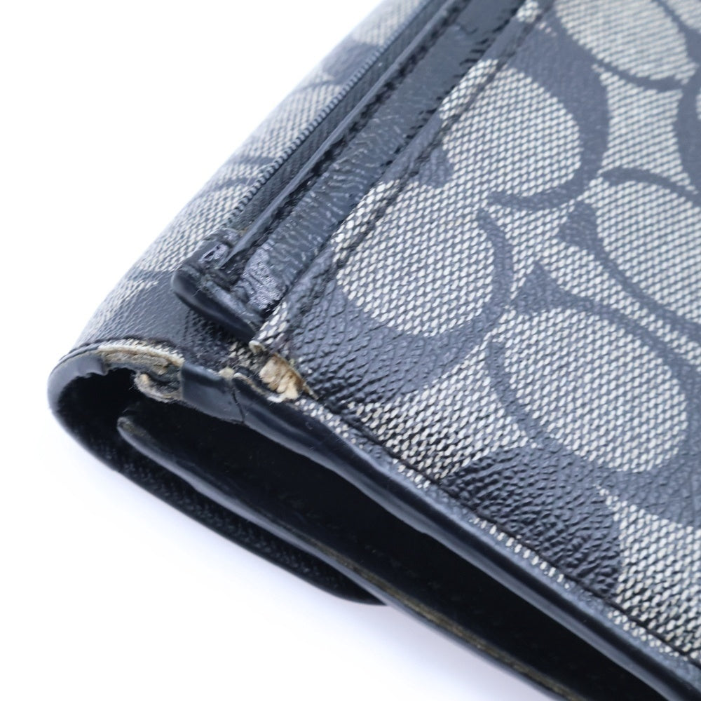 COACH(コーチ) シグネチャーロゴ キャンバス 長財布 ロングウォレット グレー/ブラック