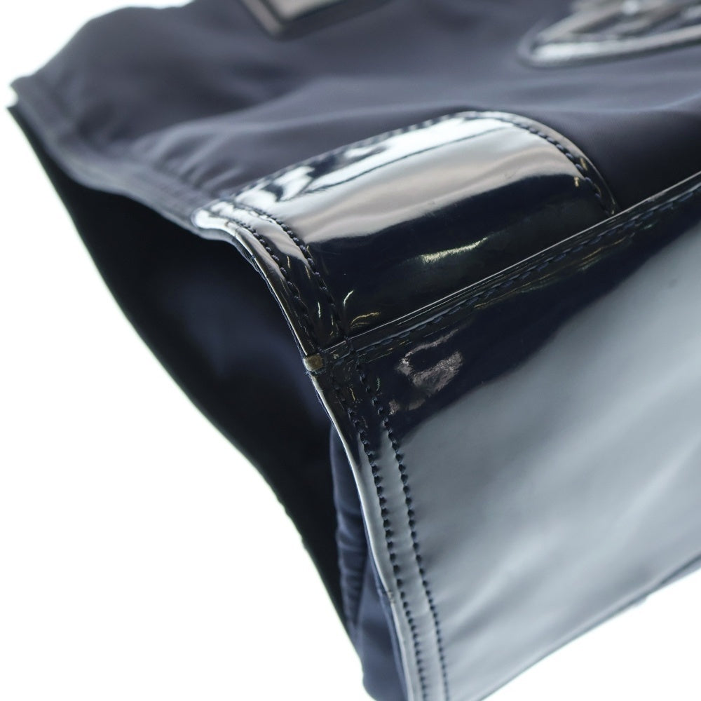 TORY BURCH(トリー バーチ) ナイロン エナメル切替 ハンドバッグ ネイビー レディース