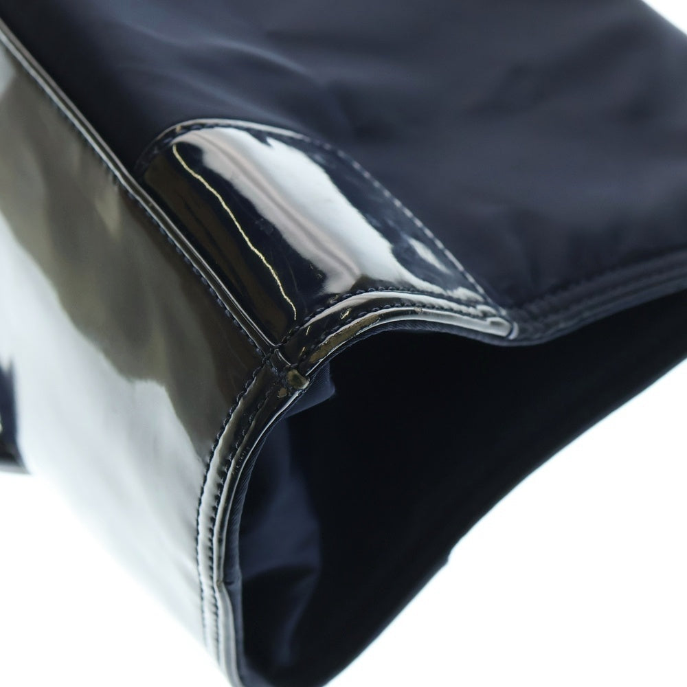 TORY BURCH(トリー バーチ) ナイロン エナメル切替 ハンドバッグ ネイビー レディース