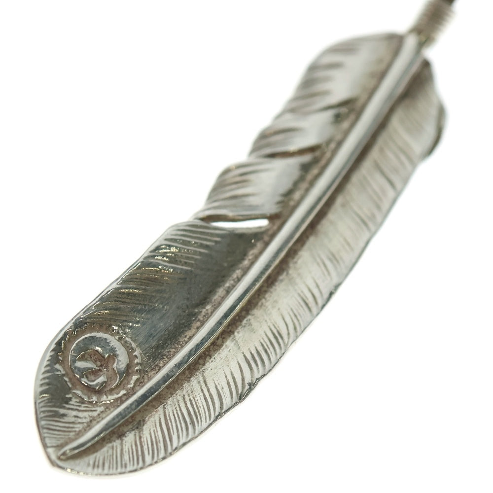 goro's(ゴローズ) 【現行】上銀銀縄ターコイズ特大フェザー 左向き ペンダントトップ シルバー/ゴールド