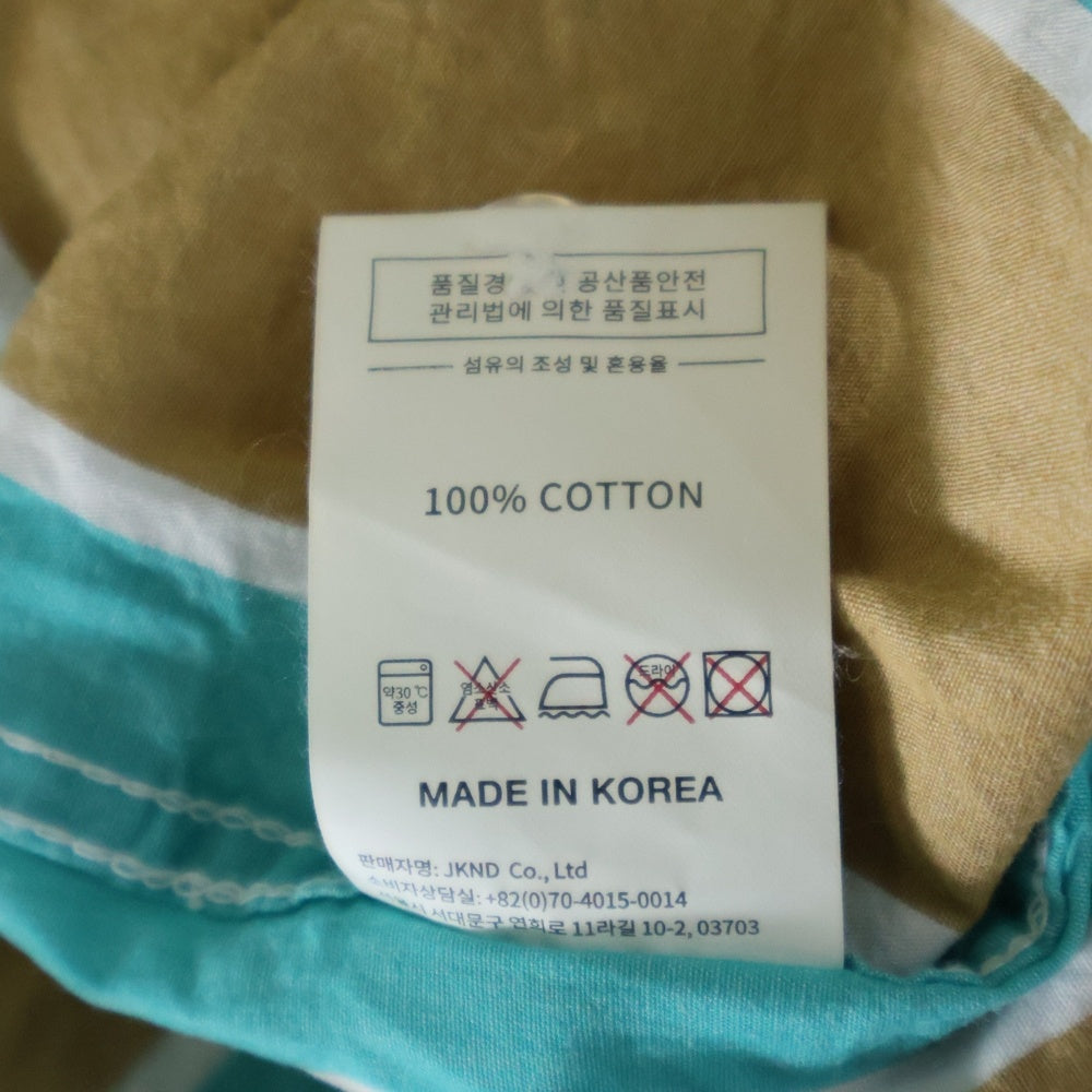 THISISNEVERTHAT(ディスイズネバーザット) ロゴ刺繍 ストライプ柄 半袖シャツ ショートスリーブ ライトブルー/ベージュ