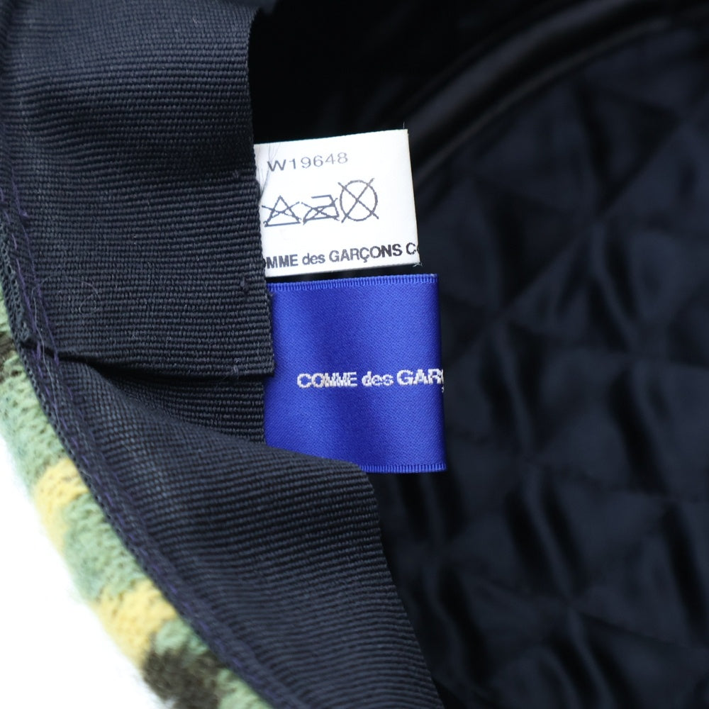 COMME des GARCONS SHIRT(コムデギャルソンシャツ) ニット切替 ウール メルトン ワークキャップ 帽子 ネイビー/グリーン W19648