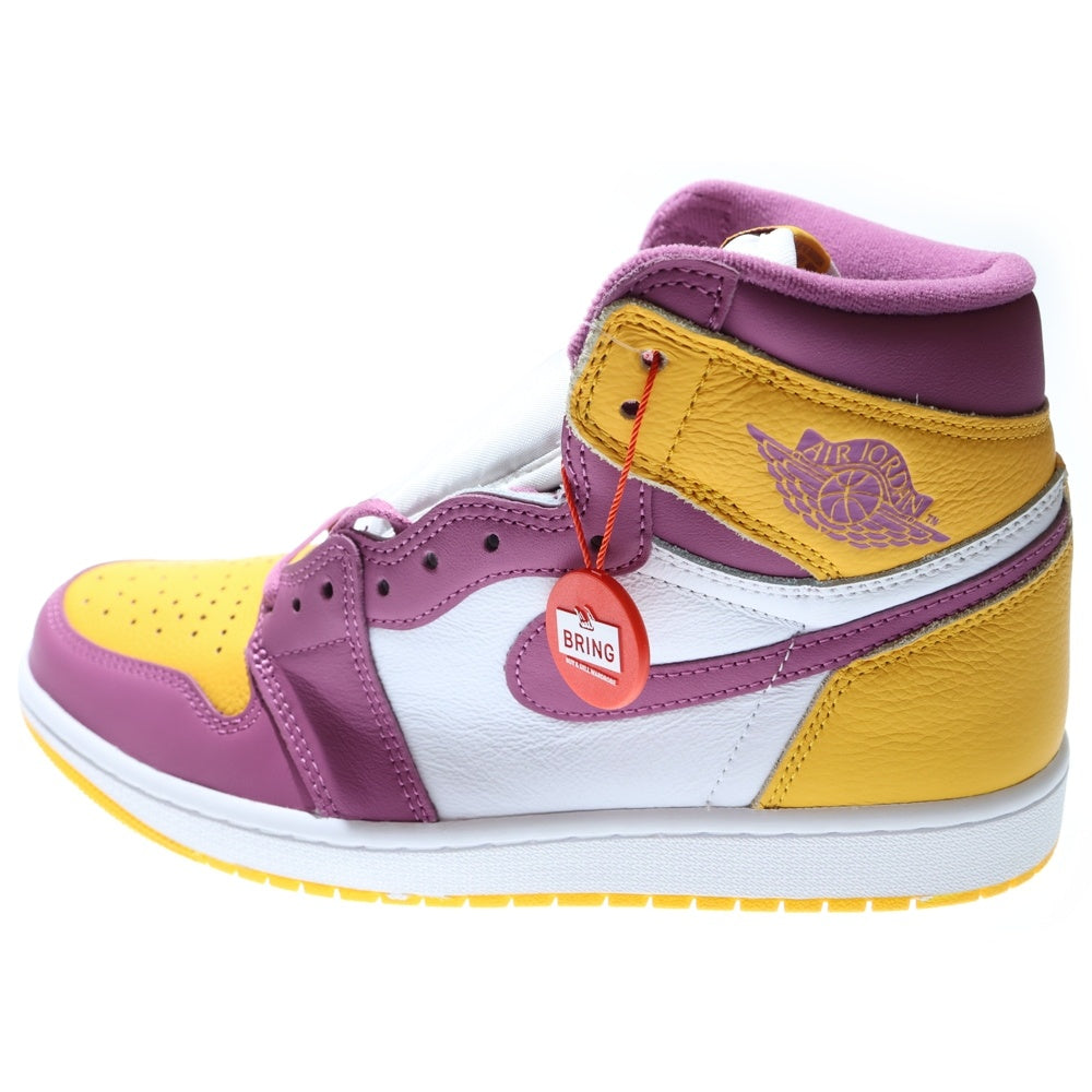 NIKE(ナイキ) AIR JORDAN 1 HIGH OG Brotherhood エアジョーダンワン ブラザーフッド ハイカットスニーカー イエロー/パープル US9.5/27.5cm 555088-706