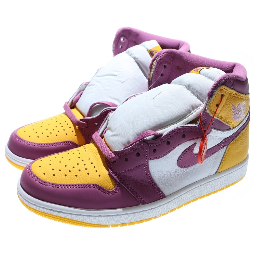 NIKE(ナイキ) AIR JORDAN 1 HIGH OG Brotherhood エアジョーダンワン ブラザーフッド ハイカットスニーカー イエロー/パープル US9.5/27.5cm 555088-706