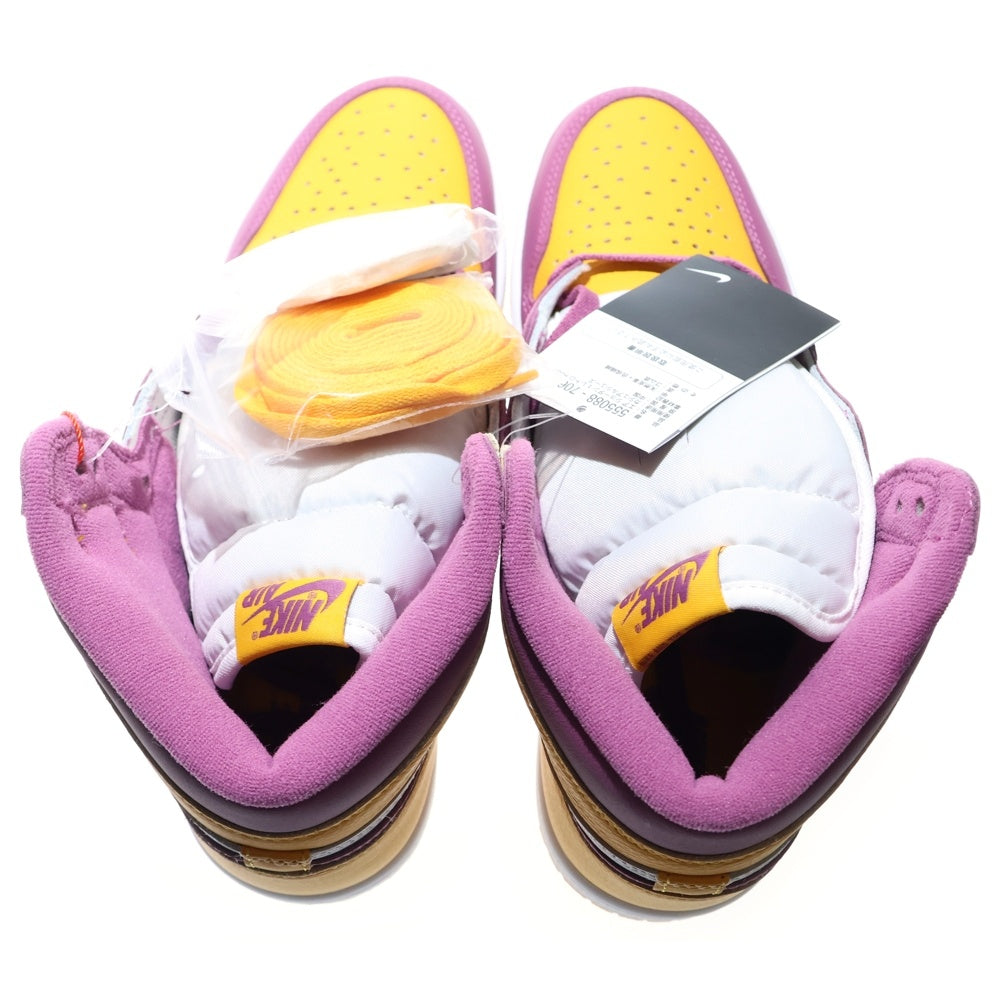 NIKE(ナイキ) AIR JORDAN 1 HIGH OG Brotherhood エアジョーダンワン ブラザーフッド ハイカットスニーカー イエロー/パープル US9.5/27.5cm 555088-706