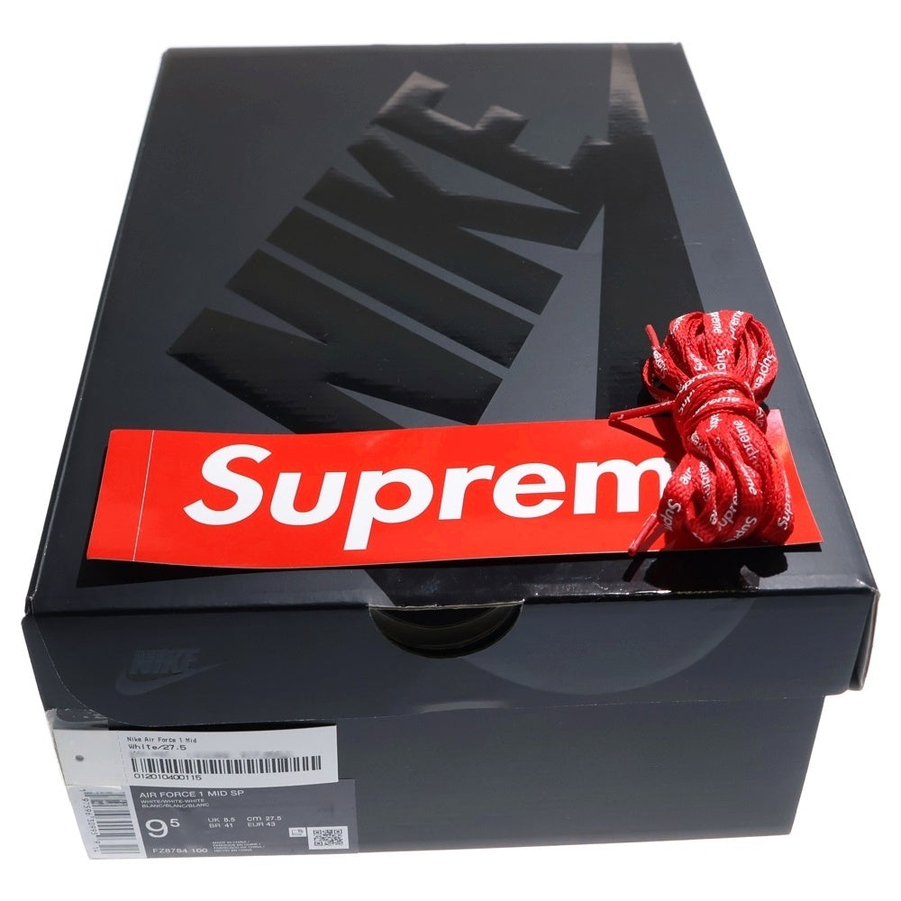 NIKE(ナイキ) ×SUPREME AIR FORCE 1 MID シュプリーム エアフォース 1 ミッドカットスニーカー ホワイト US9.5/27.5cm FZ8784-100