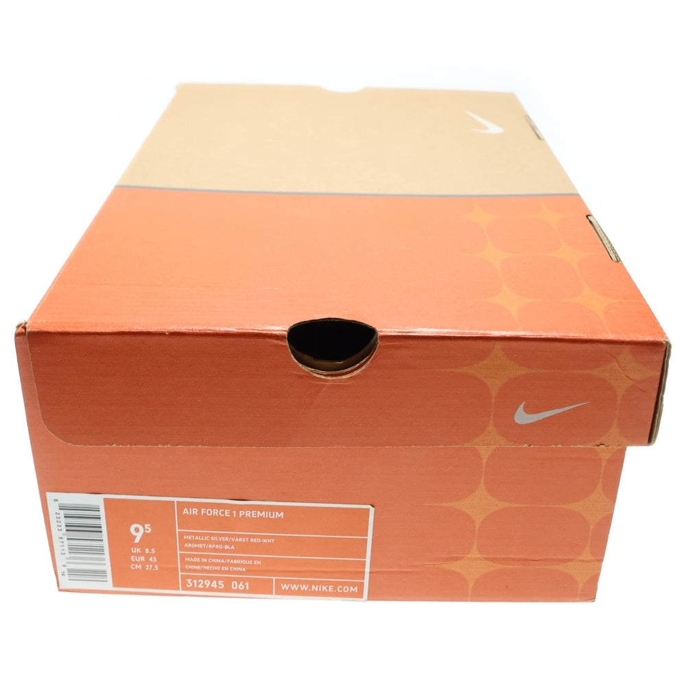 NIKE(ナイキ) 【観賞用】AIR FORCE 1 PREMIUM 312945-061 エアフォース1 ローカットスニーカー シューズ レッド/グレー US9.5/27.5cm