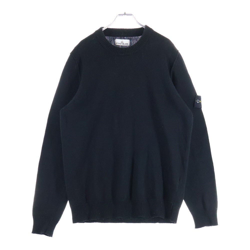 STONE ISLAND(ストーンアイランド) 23AW Knitwear クルーネック ウール 長袖ニットセーター ブラック 7915508A3