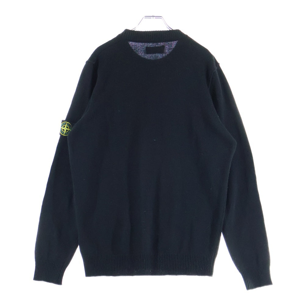 STONE ISLAND(ストーンアイランド) 23AW Knitwear クルーネック ウール 長袖ニットセーター ブラック 7915508A3