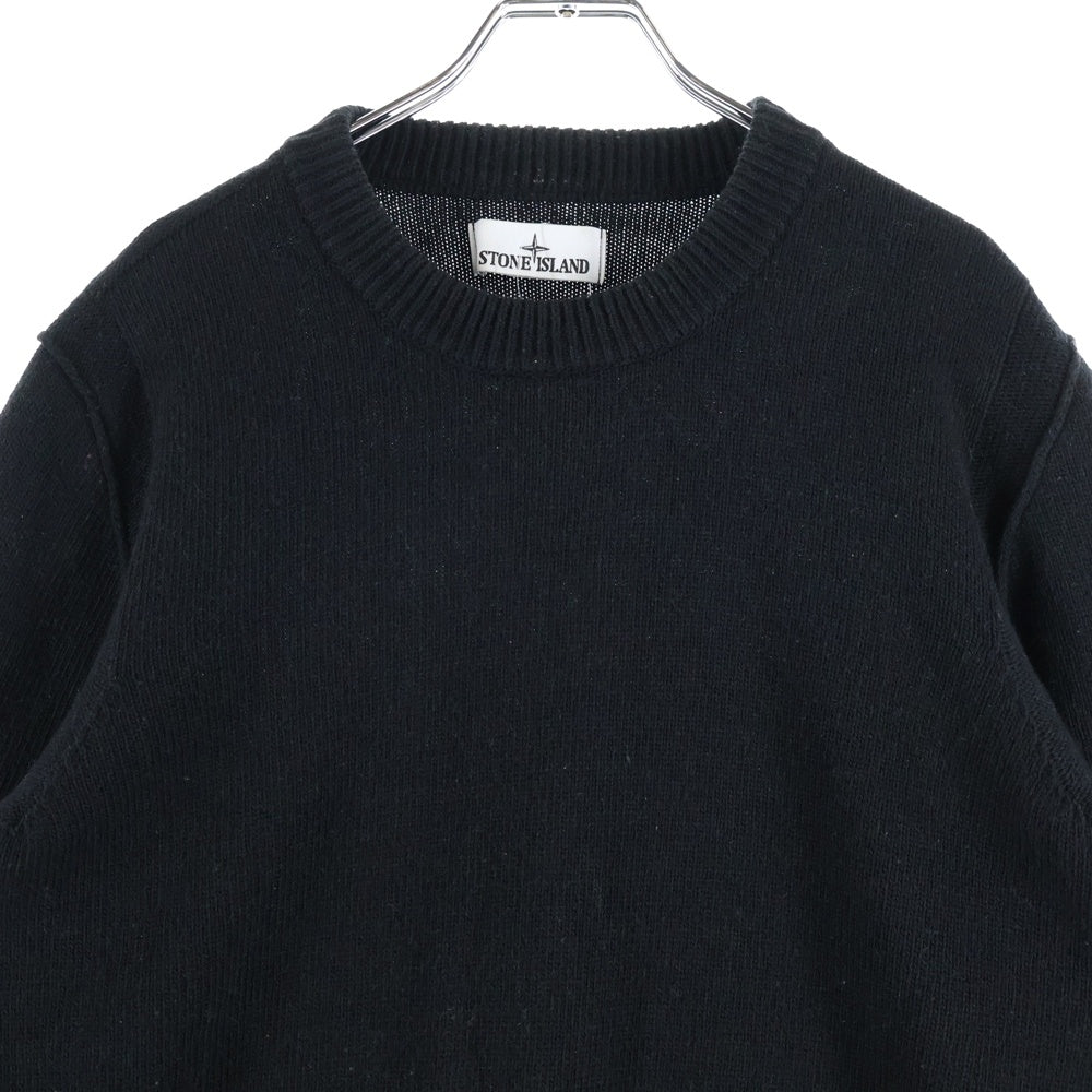 STONE ISLAND(ストーンアイランド) 23AW Knitwear クルーネック ウール 長袖ニットセーター ブラック 7915508A3