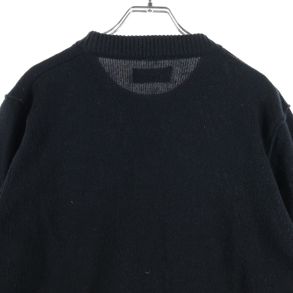 STONE ISLAND(ストーンアイランド) 23AW Knitwear クルーネック ウール 長袖ニットセーター ブラック 7915508A3