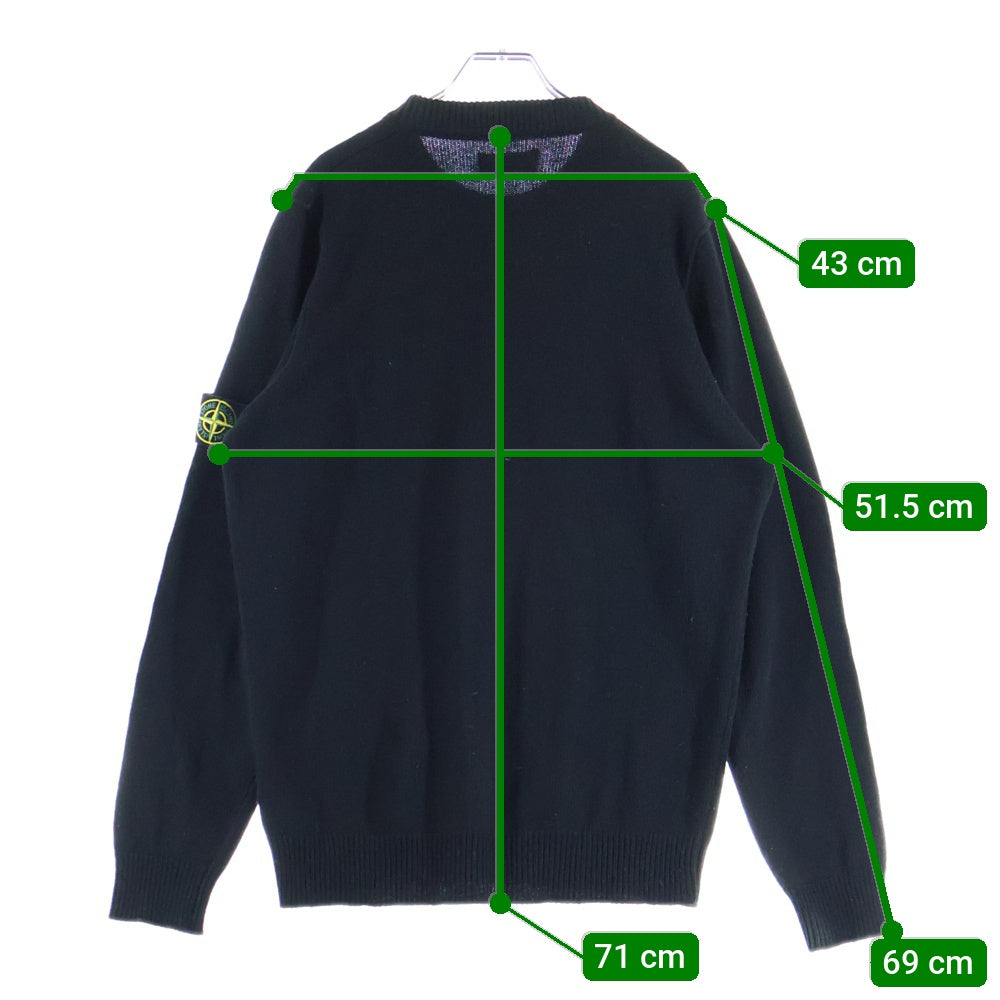 STONE ISLAND(ストーンアイランド) 23AW Knitwear クルーネック ウール 長袖ニットセーター ブラック 7915508A3