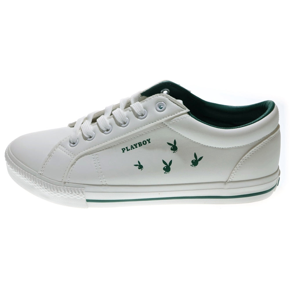 PLAYBOY(プレイボーイ) ロゴ刺繍付き ローカットスニーカー シューズ PB9581 28.0cm ホワイト/グリーン