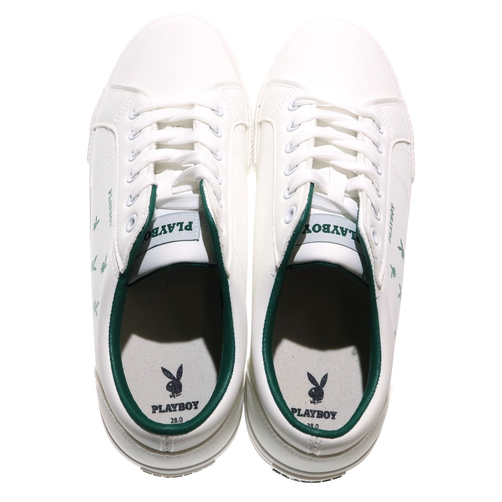PLAYBOY(プレイボーイ) ロゴ刺繍付き ローカットスニーカー シューズ PB9581 28.0cm ホワイト/グリーン