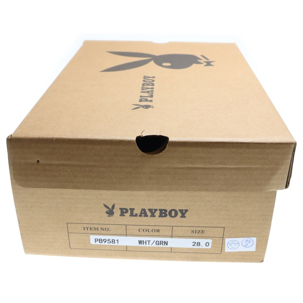 PLAYBOY(プレイボーイ) ロゴ刺繍付き ローカットスニーカー シューズ PB9581 28.0cm ホワイト/グリーン