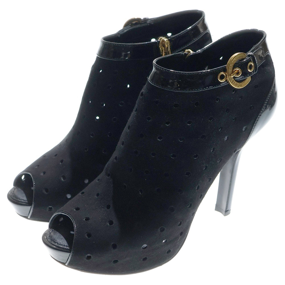 LOUIS VUITTON(ルイヴィトン) サイドジップアップ スエード ハイヒールパンプス NL-0150 ブーツ レディース 37 1/2 ブラック