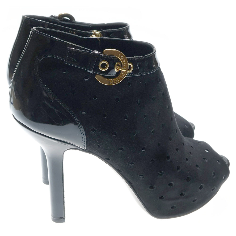 LOUIS VUITTON(ルイヴィトン) サイドジップアップ スエード ハイヒールパンプス NL-0150 ブーツ レディース 37 1/2 ブラック