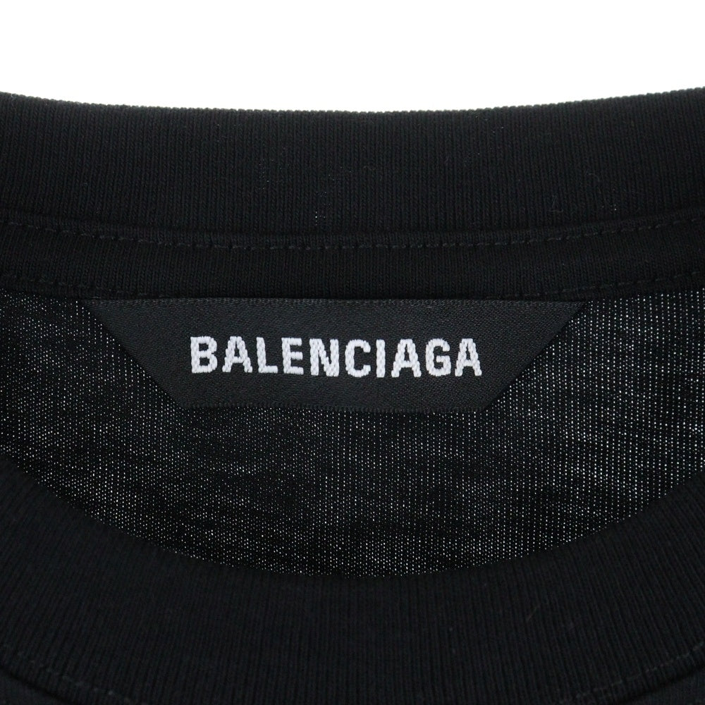 BALENCIAGA(バレンシアガ) フロント ロゴプリント 半袖Tシャツ カットソー 613968-TYK28 ブラック