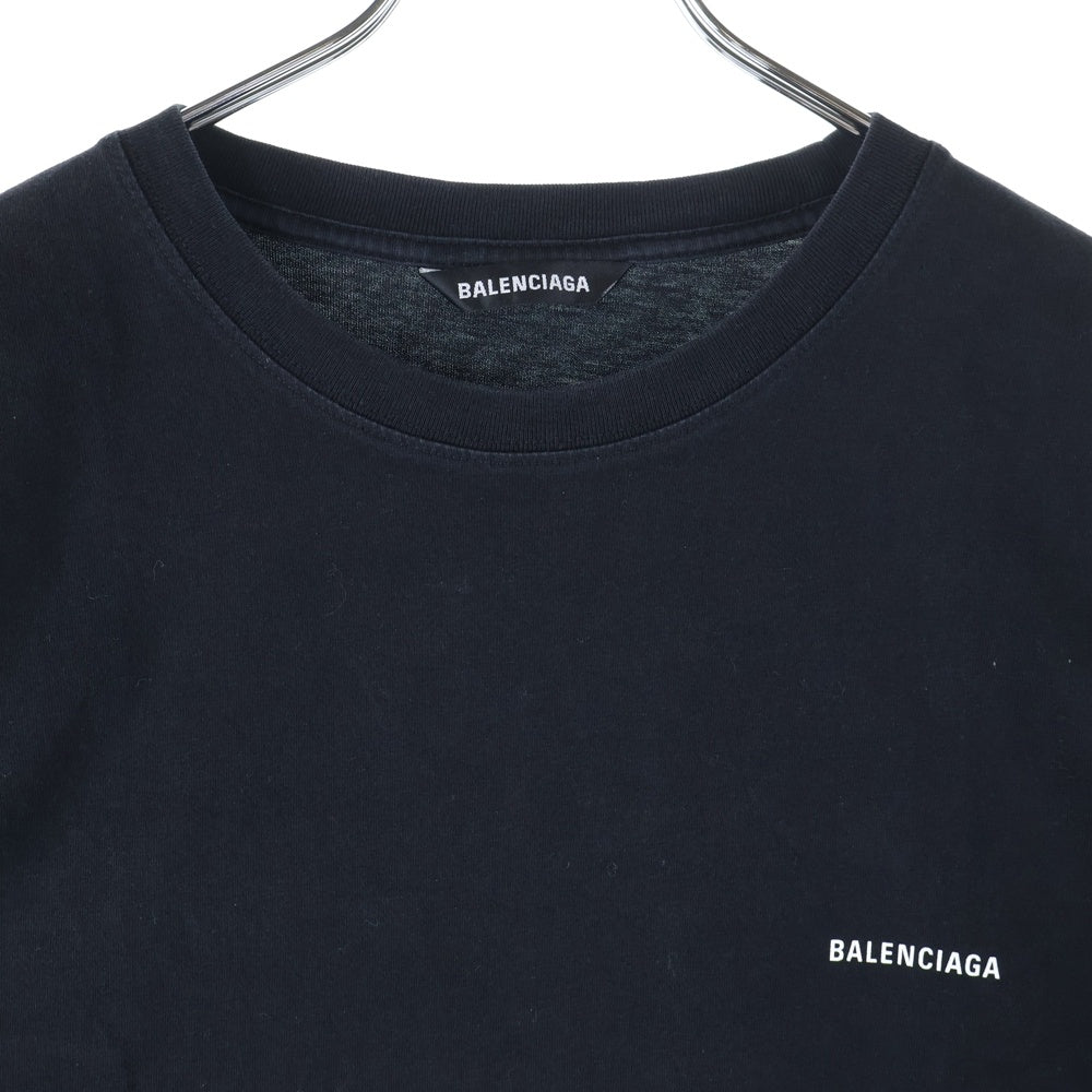 BALENCIAGA(バレンシアガ) フロント ロゴプリント 半袖Tシャツ カットソー 613968-TYK28 ブラック