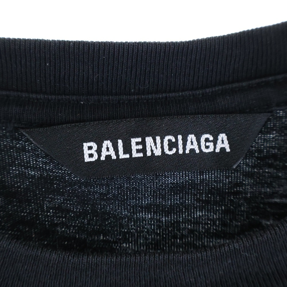 BALENCIAGA(バレンシアガ) フロント ロゴプリント 半袖Tシャツ カットソー 613968-TYK28 ブラック