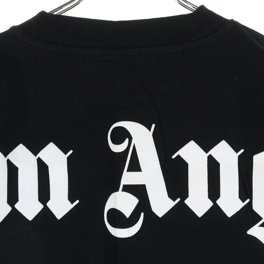 Palm Angels(パームエンジェルス) CLASSIC LOGO OVER TEE ネックロゴプリント クルーネック 半袖Tシャツ カットソー ブラック PMAA002E20JER001