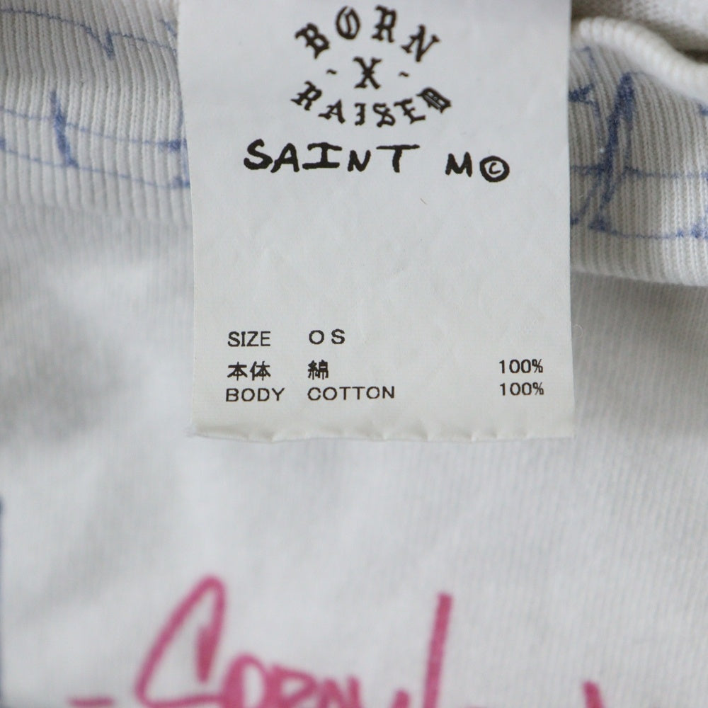 SAINT MICHAEL(セントマイケル) 24SS × BORN RAISED BR LS TEE LA WHITE ボーンアンドレイズド マルチデザイン 長袖シャツ ホワイト