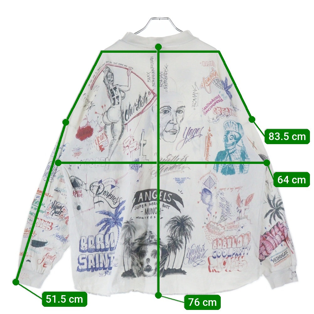 SAINT MICHAEL(セントマイケル) 24SS × BORN RAISED BR LS TEE LA WHITE ボーンアンドレイズド マルチデザイン 長袖シャツ ホワイト