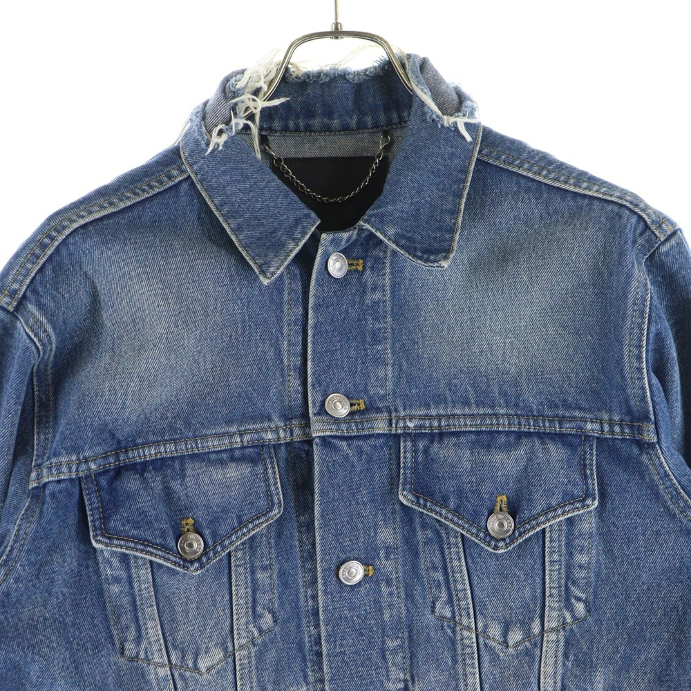 BALENCIAGA(バレンシアガ) ダメージ加工 バックキャンペーンロゴ刺繍 デニムジャケット 487342 TSB06 インディゴ