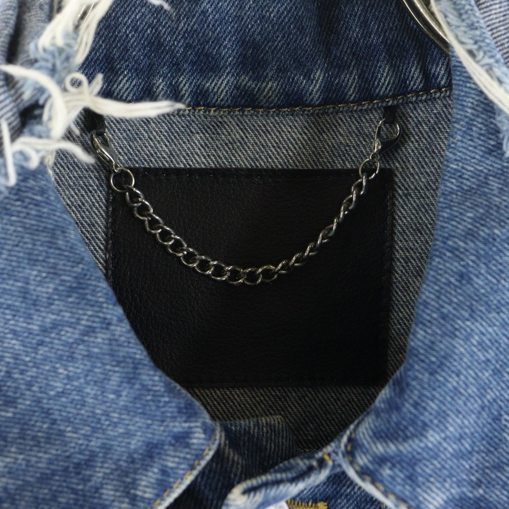 BALENCIAGA(バレンシアガ) ダメージ加工 バックキャンペーンロゴ刺繍 デニムジャケット 487342 TSB06 インディゴ