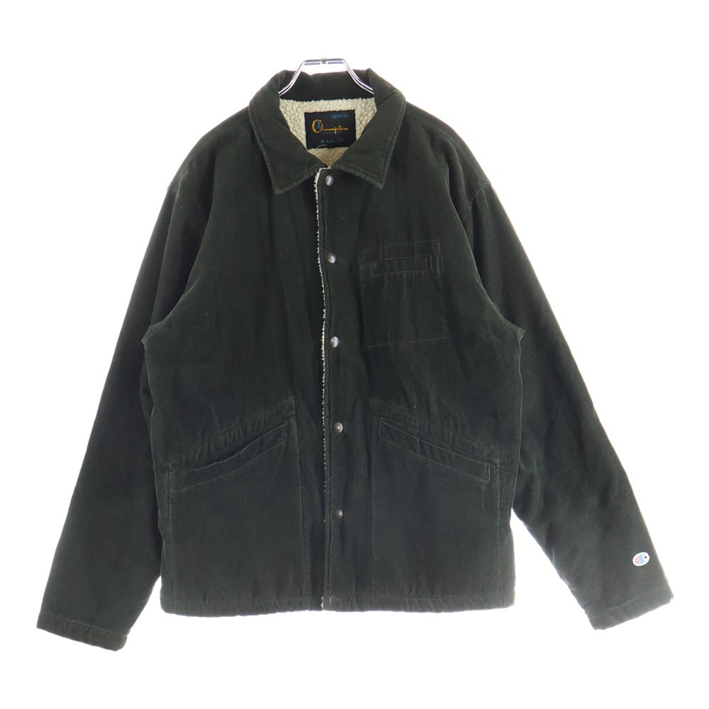 CHAMPION(チャンピオン) 裏地ボア フロントボタン コーデュロイジャケット カーキ C3-Q612
