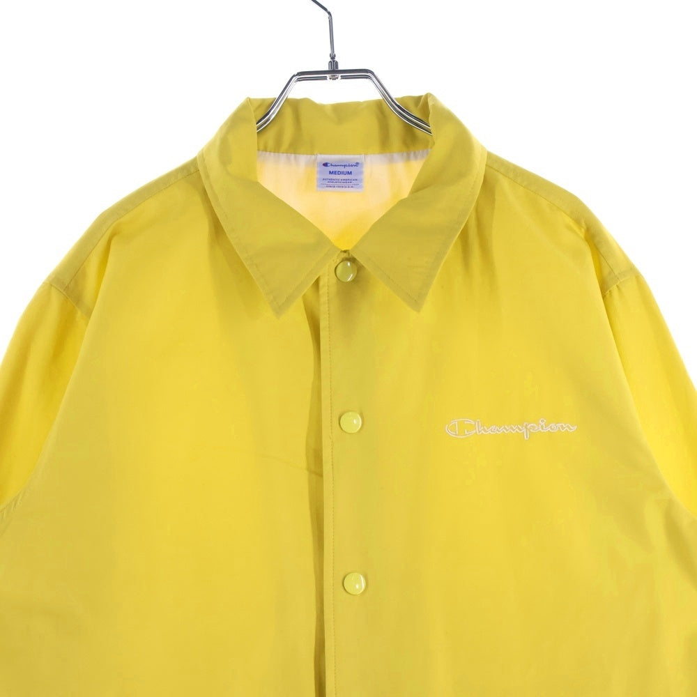 CHAMPION(チャンピオン) フロントボタン ロゴ刺繍 コーチジャケット イエロー C8-S628