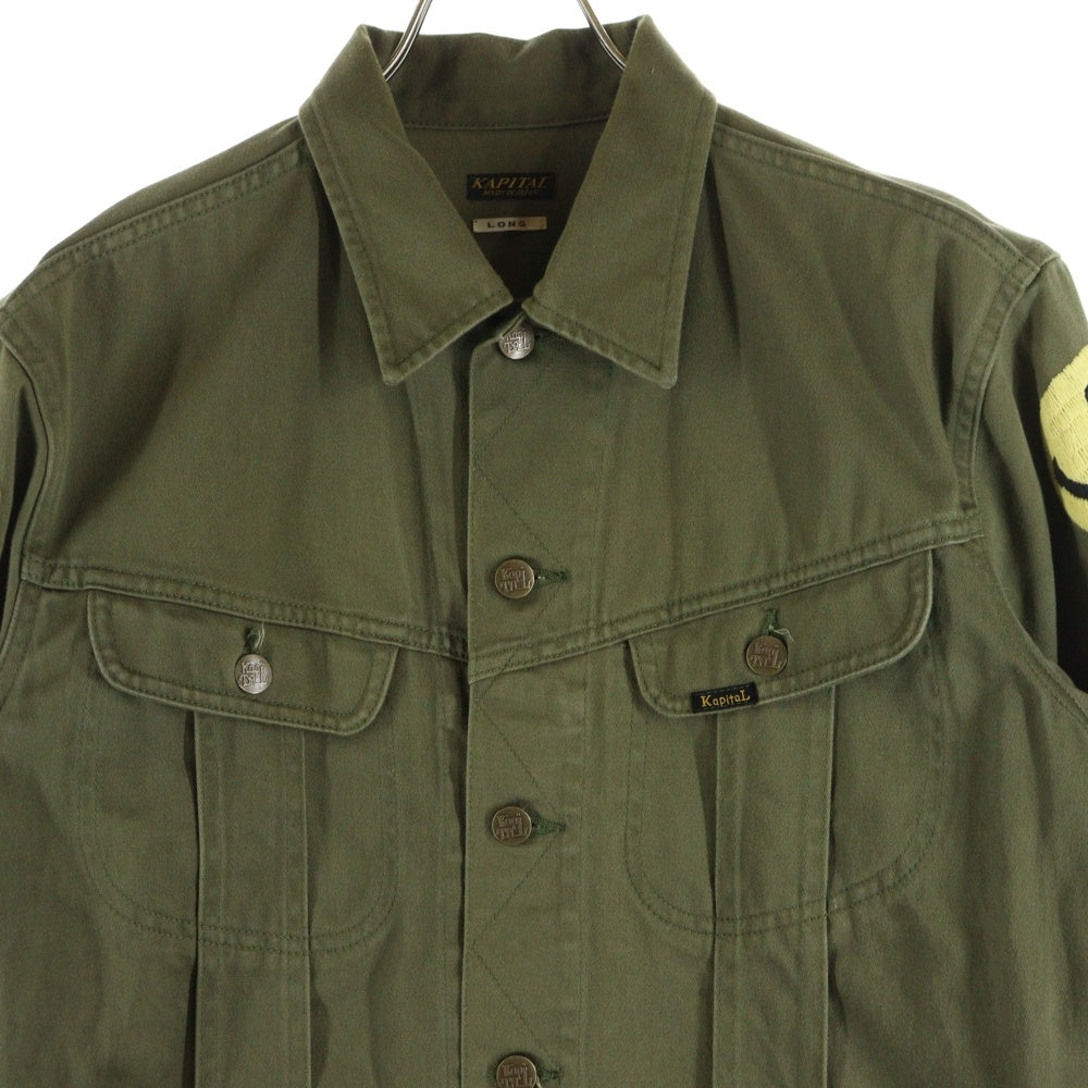 KAPITAL(キャピタル) WESTERNER HAPPYS EMBROIDERY JACKET アームスマイル刺繍 エンブロイダリー ジャケット カーキ K1910LJ803