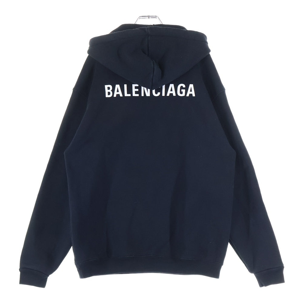 BALENCIAGA(バレンシアガ) Medium Fit Hoodie バックロゴ ミディアムフィット フーディー プルオーバーパーカー ブラック 600583 TIV84