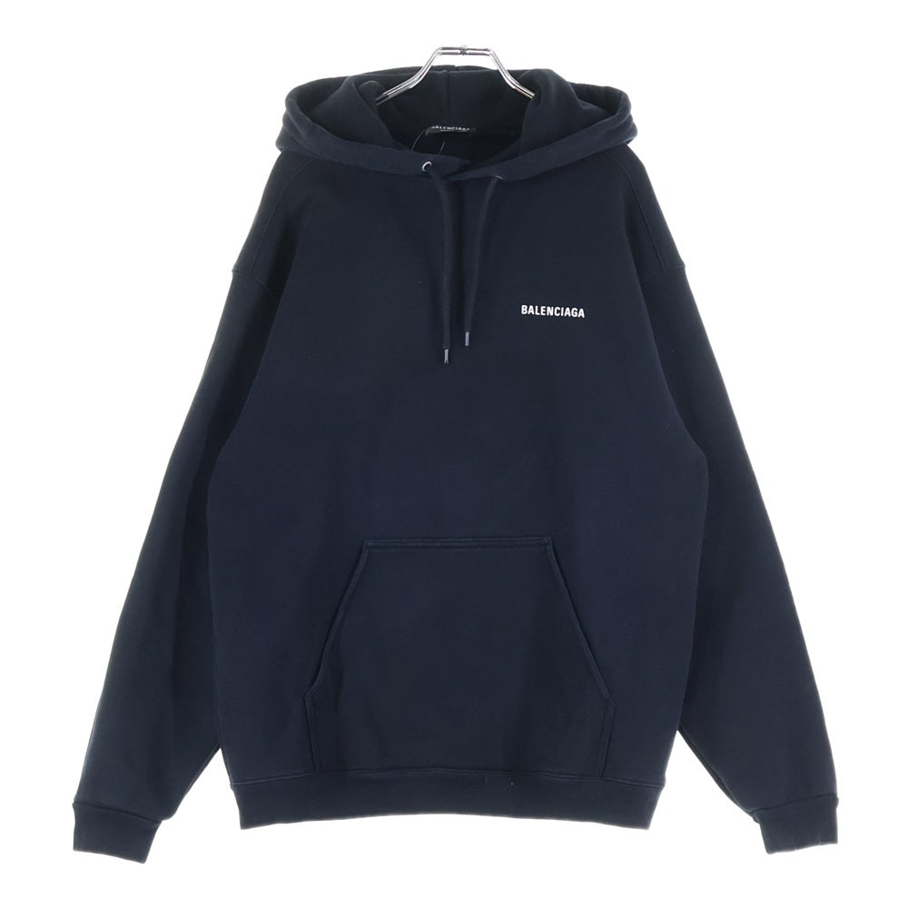 BALENCIAGA(バレンシアガ) Medium Fit Hoodie バックロゴ ミディアムフィット フーディー プルオーバーパーカー ブラック 600583 TIV84