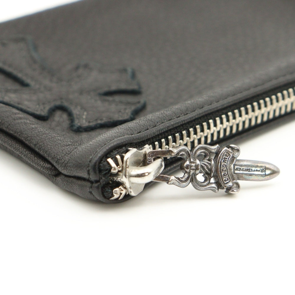 CHROME HEARTS(クロムハーツ) ZPR CHNG PURSE CRS チェンジパース クロスパッチ レザー コインケース ブラック