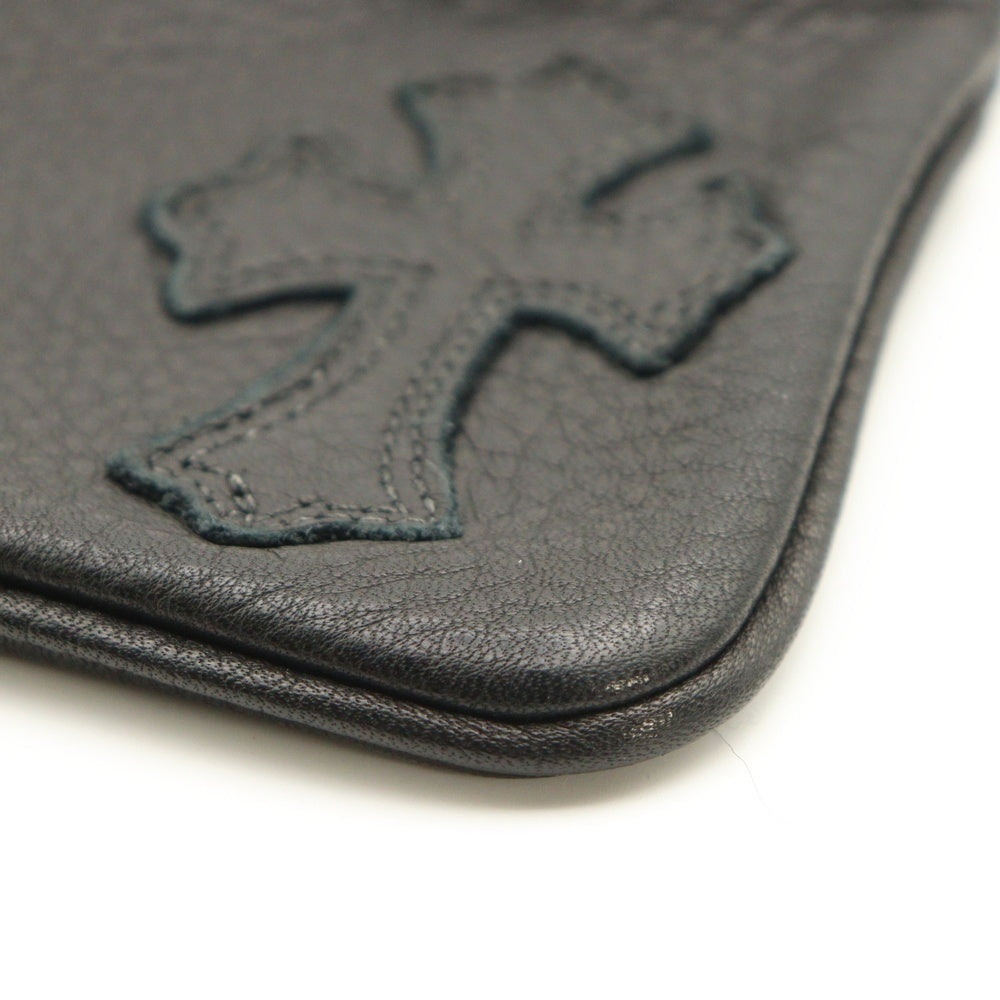 CHROME HEARTS(クロムハーツ) ZPR CHNG PURSE CRS チェンジパース クロスパッチ レザー コインケース ブラック