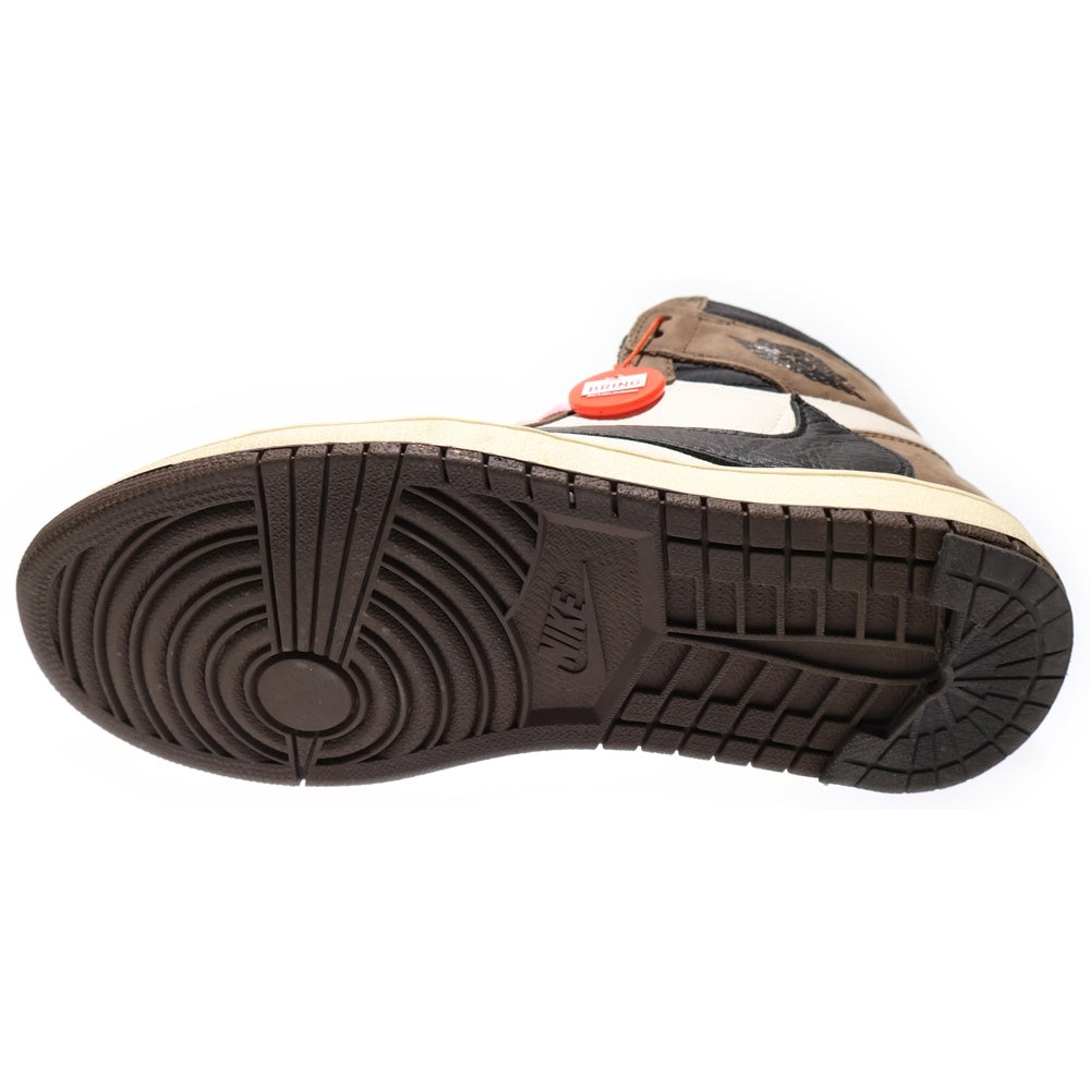 NIKE(ナイキ) ×TRAVIS SCOTT AIR JORDAN 1 RETRO HIGH OG TS SP トラヴィススコット エアジョーダン1 ハイカットスニーカー ブラウン/ホワイト US8.5/26.5cm CD4487-100