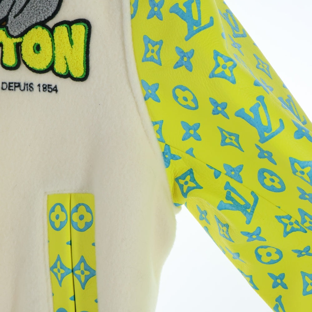 LOUIS VUITTON(ルイヴィトン) 23SS モノグラム プレイグラウンド バーシティブルゾン スタジャン ホワイト/イエロー RM231 YJ3 HOL62E