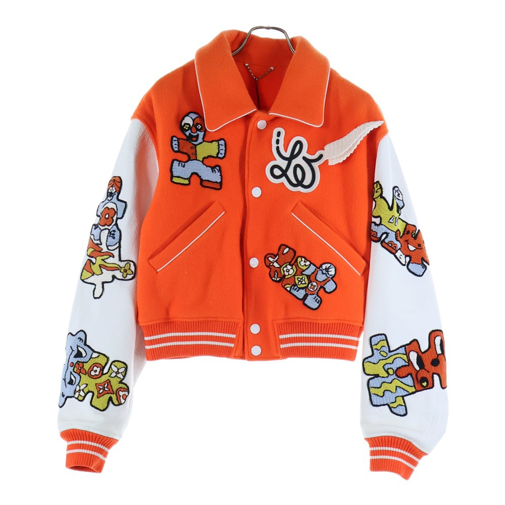 LOUIS VUITTON(ルイヴィトン) 23SS ミニバーシティブルゾン クロップド スタジアムジャンバー スタジャン ブルゾン ホワイト/オレンジ RM231 MJY HOL71E