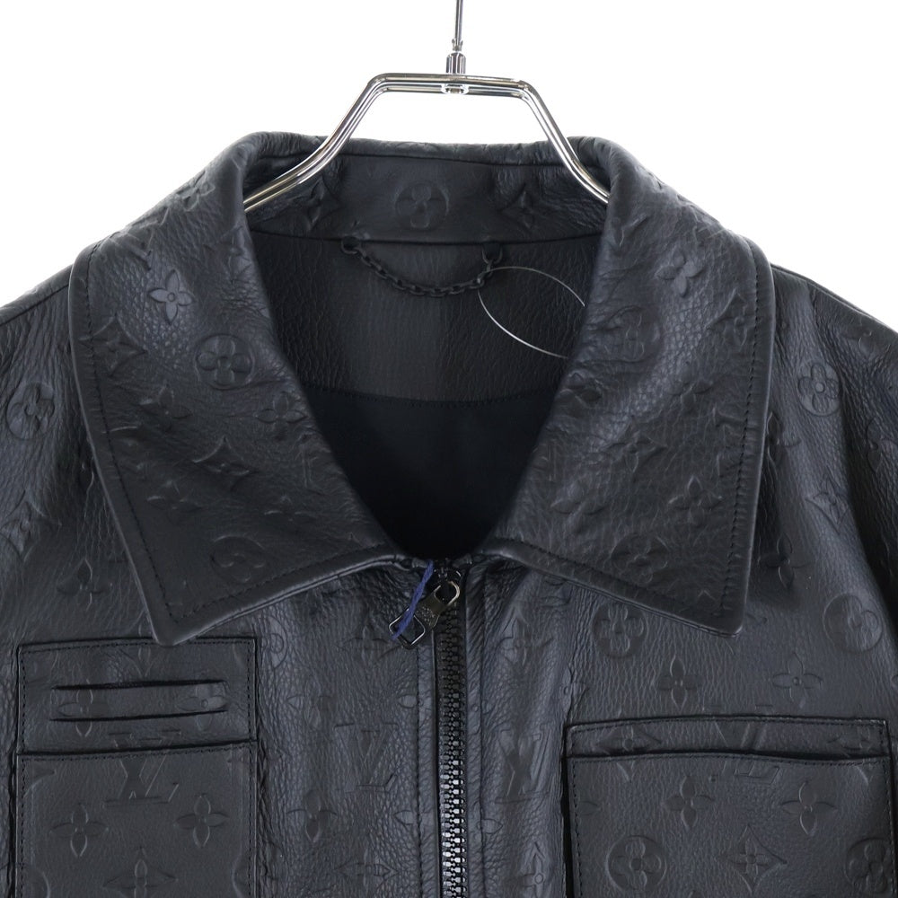 LOUIS VUITTON(ルイヴィトン) 23SS Monogram Embossed Utility Jacket モノグラムエンボスユティリティ レザージャケット HIL46EQXS ブラック