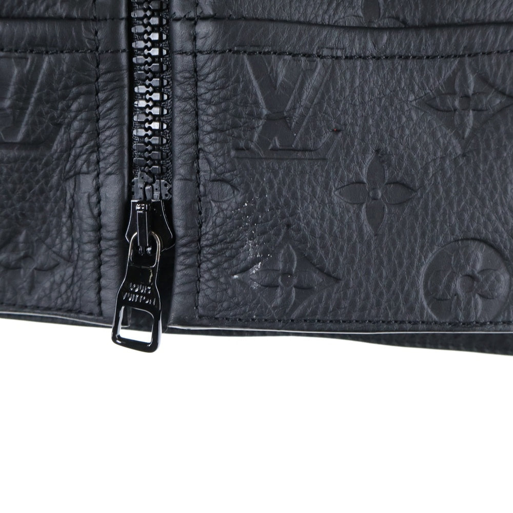 LOUIS VUITTON(ルイヴィトン) 23SS Monogram Embossed Utility Jacket モノグラムエンボスユティリティ レザージャケット HIL46EQXS ブラック