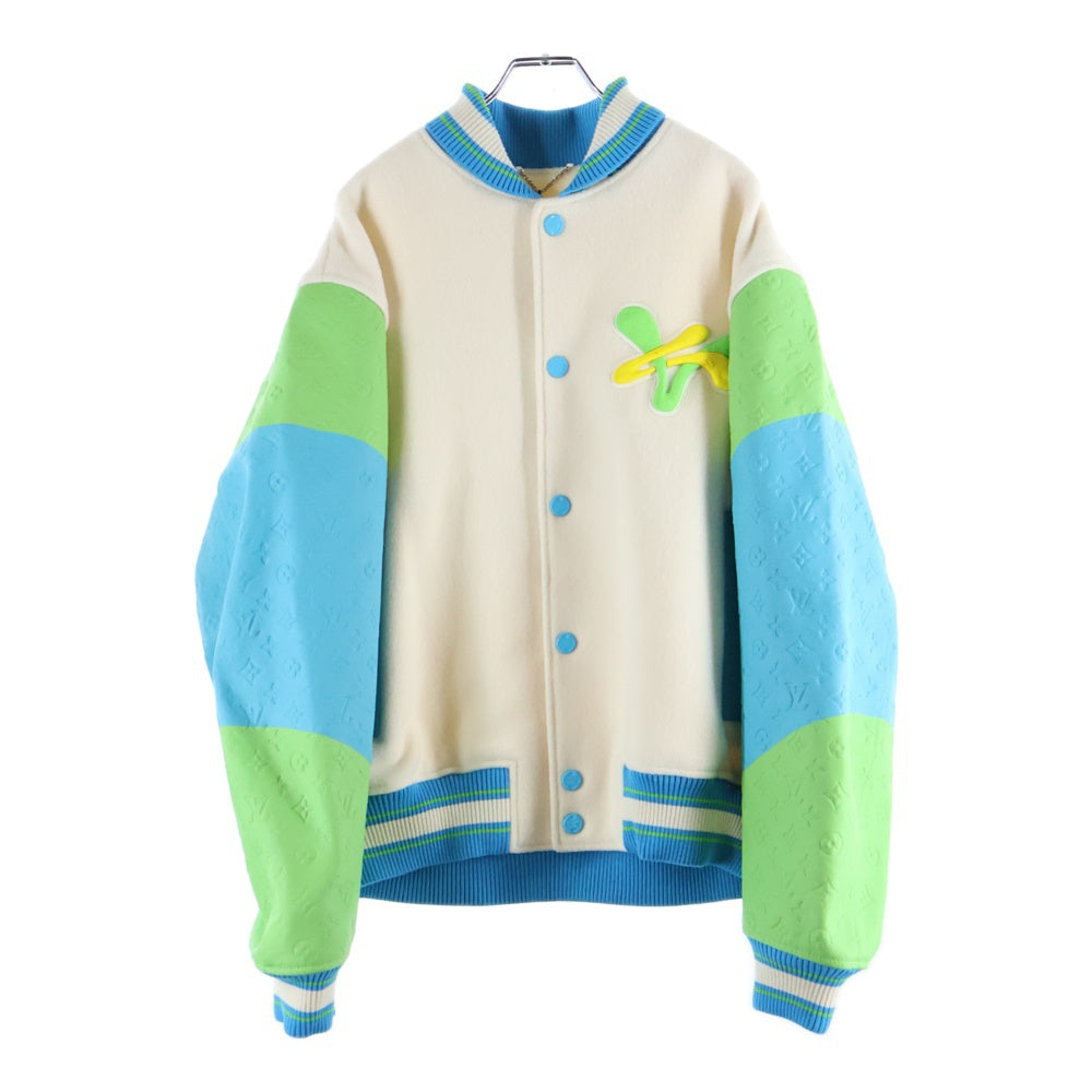 LOUIS VUITTON(ルイヴィトン) 23SS レインボープレイグラウンドバーシティブルゾンスタジャンRM231-YC8-HOL63E ホワイト/ライトブルー