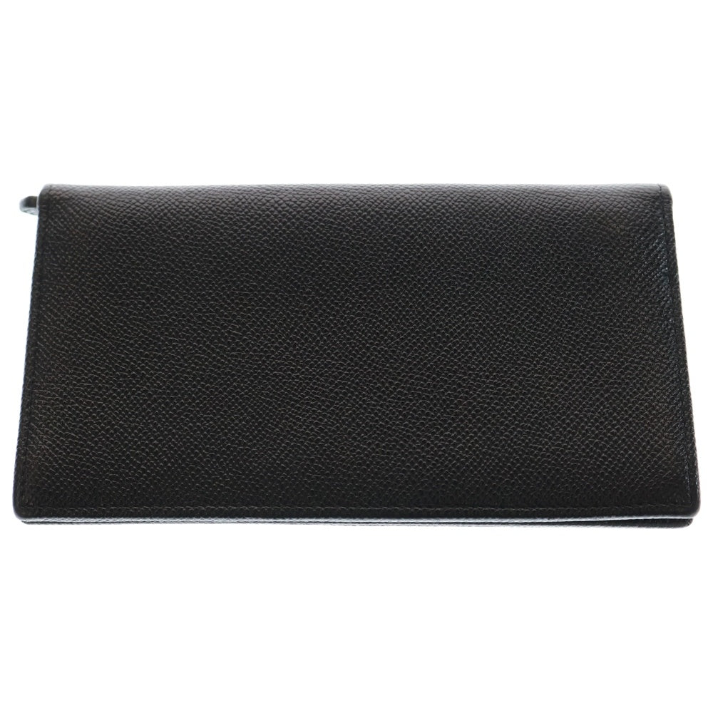 BVLGARI(ブルガリ) ロゴプレート レザー 折り畳み長財布 ロングウォレット ブラック