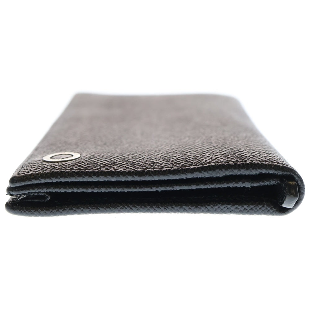 BVLGARI(ブルガリ) ロゴプレート レザー 折り畳み長財布 ロングウォレット ブラック